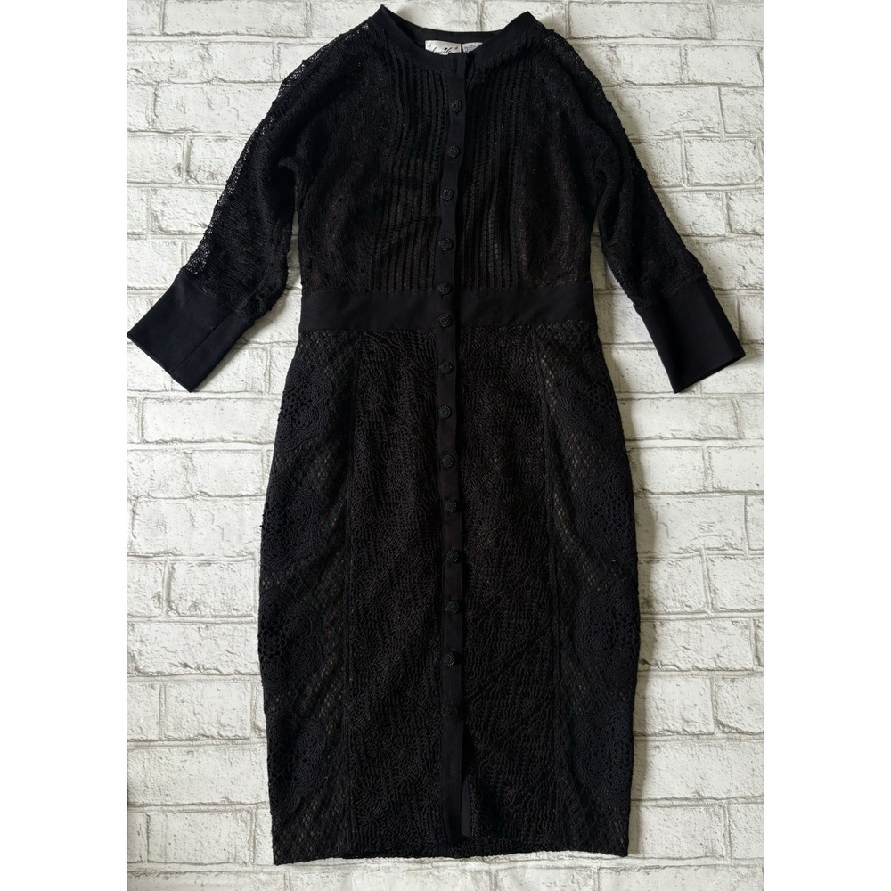 Beguile Byron Lars Anthropologie Mona Knit Dress Long Sleeve Black sz 4 - Picture 9 of 15